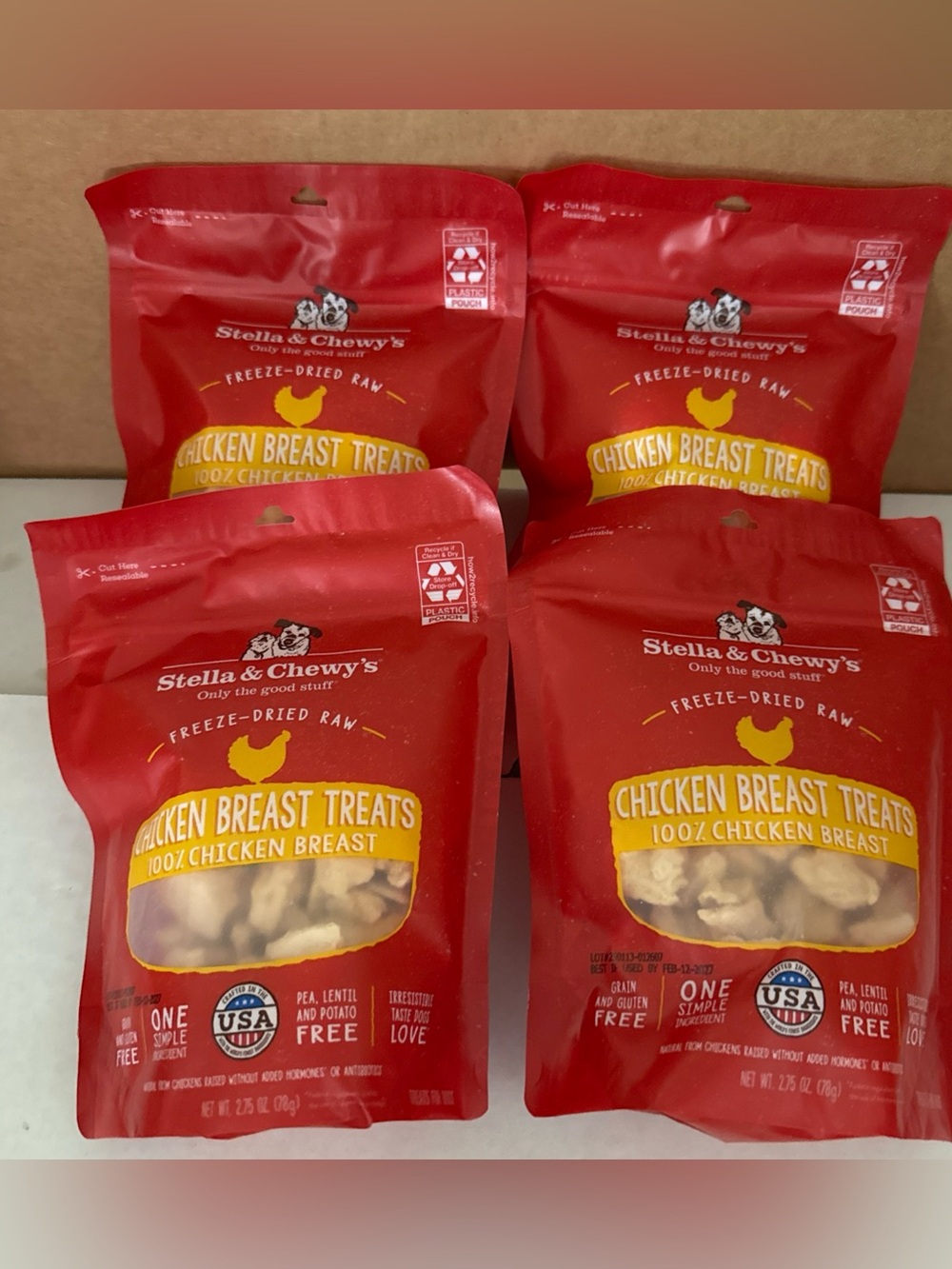 4x BAGS of Stella & Chewy's Chicken Dinner Patties Freeze-Dried Raw 2.75oz Each